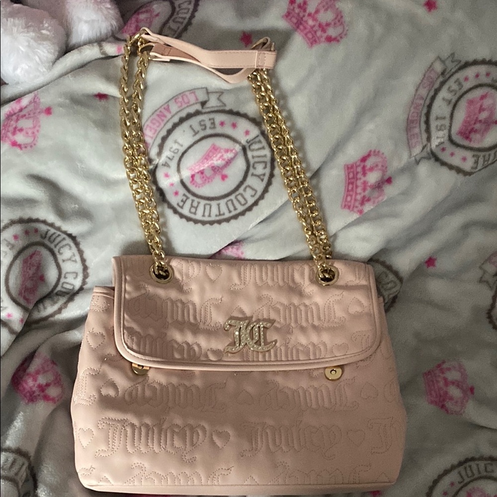 Juicy Couture Pink and Gold Shoulder Bag with Chain Strap